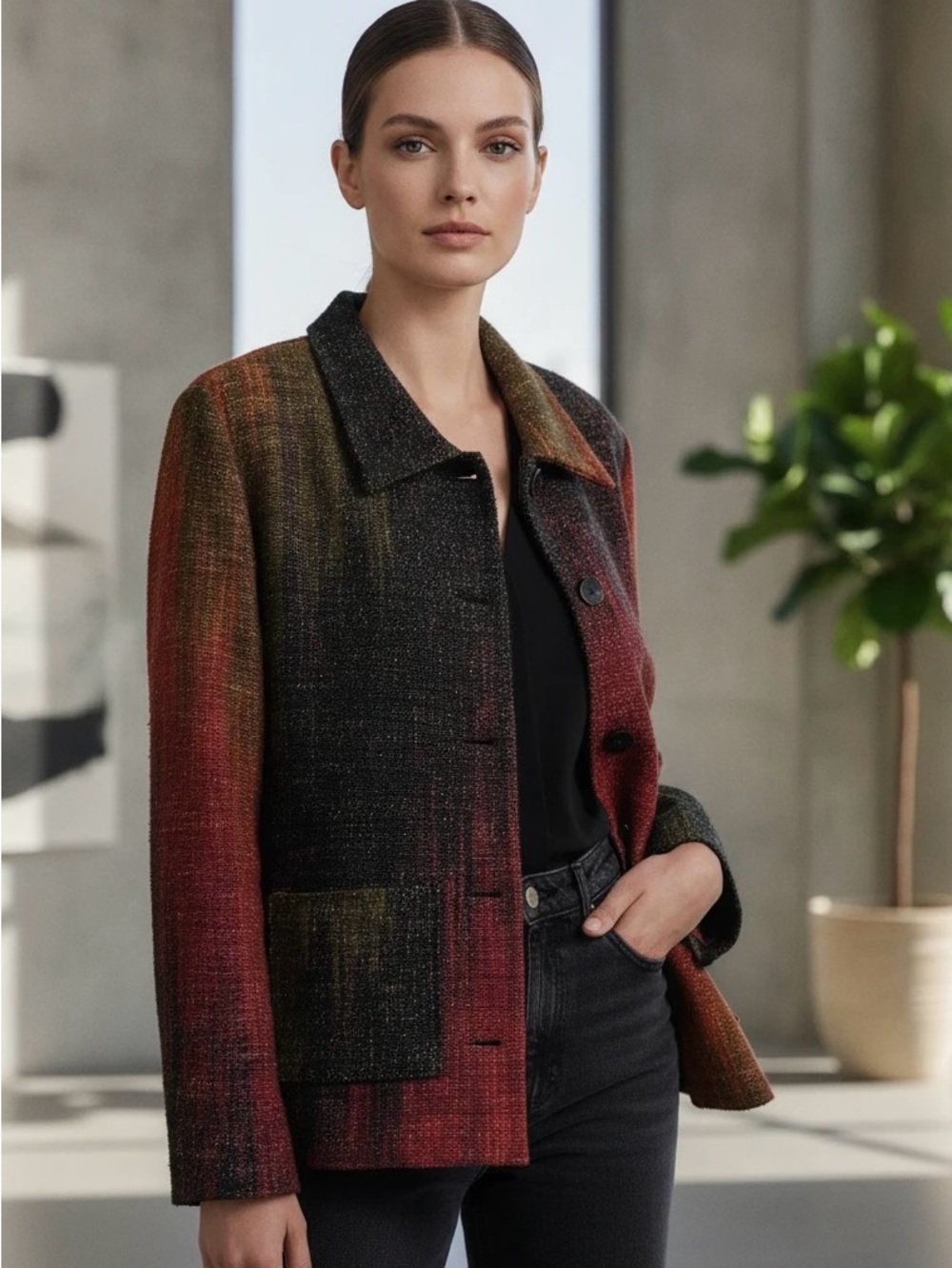 Candiss Cole Handwoven 100% Silk Art-to-Wear Autumn Jacket S / M